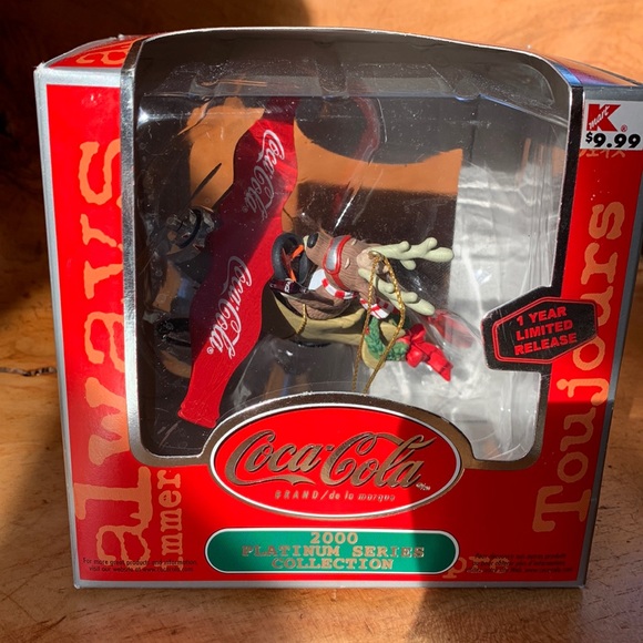 Coca-cola brand 2000 platinum series collection reindeer ornament - Picture 1 of 9